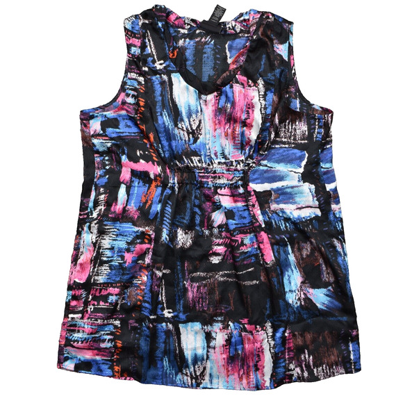Lane Bryant Women's Size 20 Shift Dress Multicolor Short Casual Polyester V Ne - Picture 1 of 8